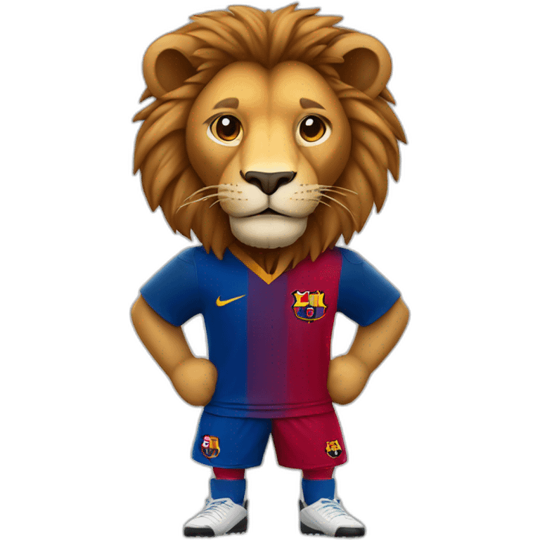 lion dressed in barcelona soccer gear emoji