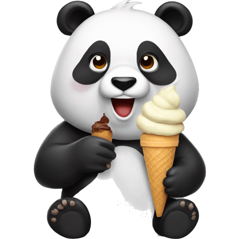 Panda eating ice cream emoji