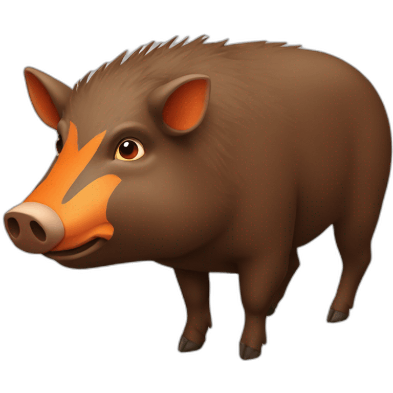 brown boar with two orange lines in face emoji