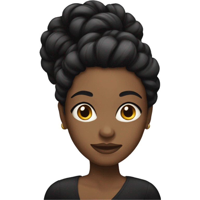 Black woman with black hair updo emoji