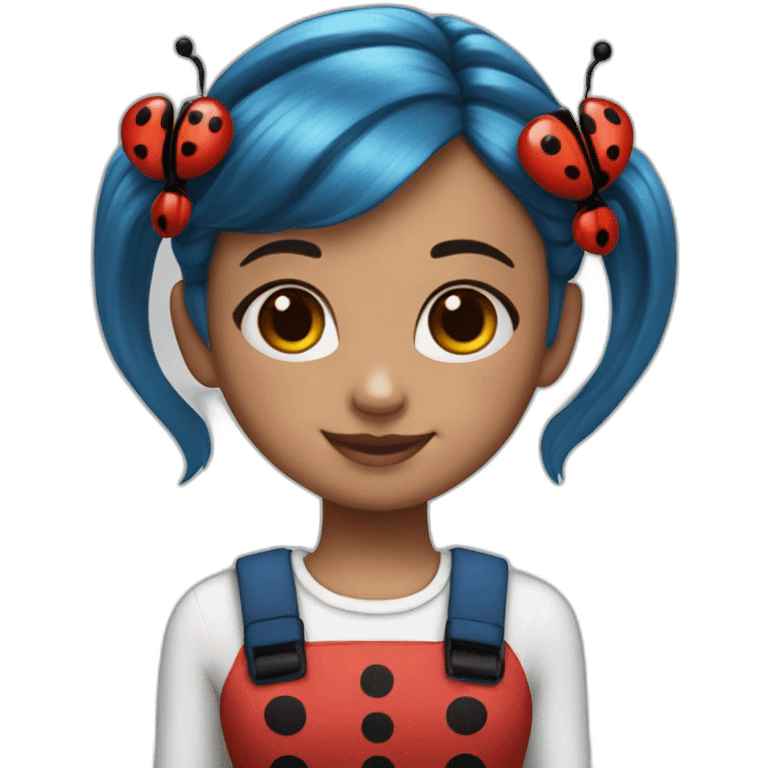 One girl with blue hair pigtails and ladybug suit emoji