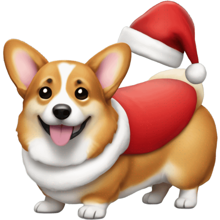 Corgi side body wearing santa costume with bread emoji