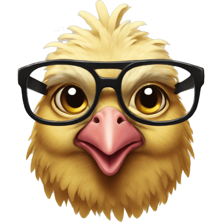 Chicken with glasses emoji