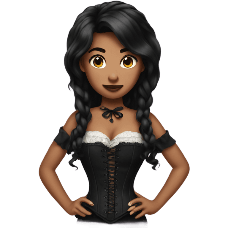 dark hair black corset emoji