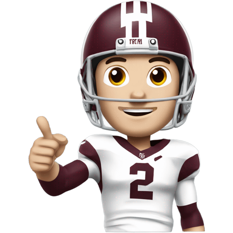 Johnny manziel in a Texas a&m maroon uniform holding up one thumb  emoji