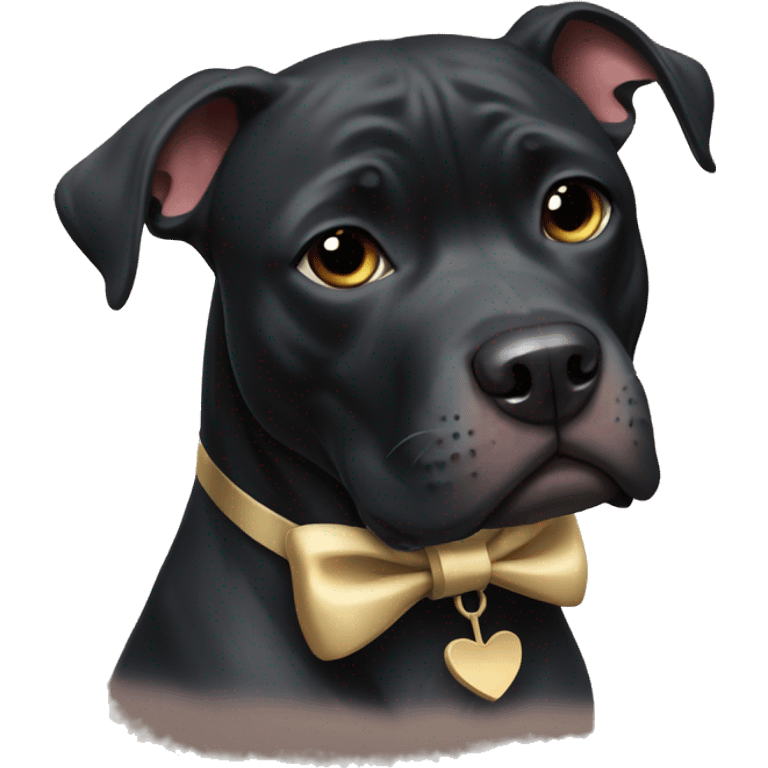 black pitbull with a bow emoji