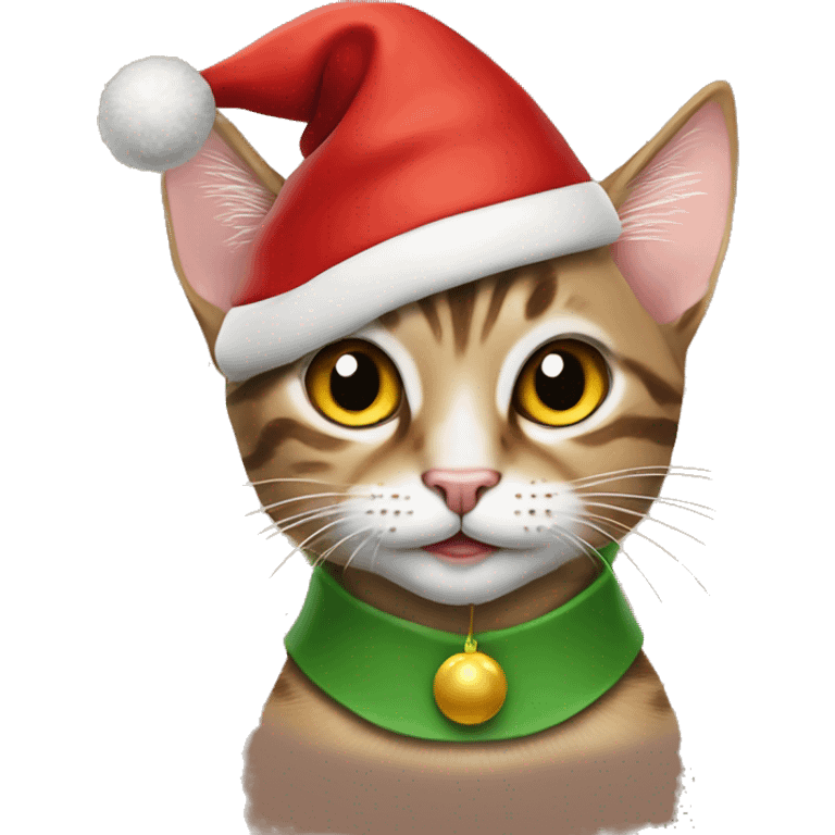 Tabby cat as a Christmas elf emoji