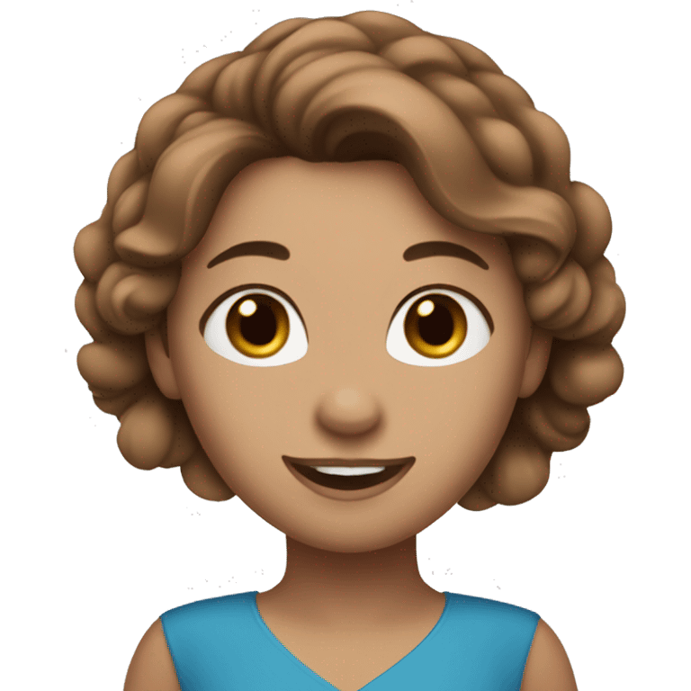 Ice skater, skating wearing a blue dress with brown hair emoji