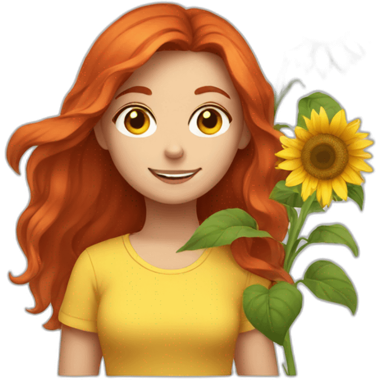 red-haired girl with a sunflower emoji