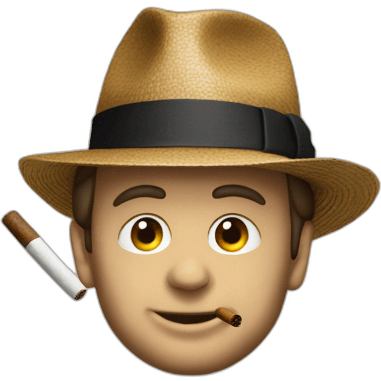 macron wearing a hat with a cigar in mouth emoji