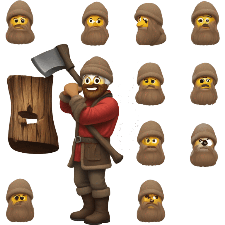 lumberjack in winter robes with axe emoji