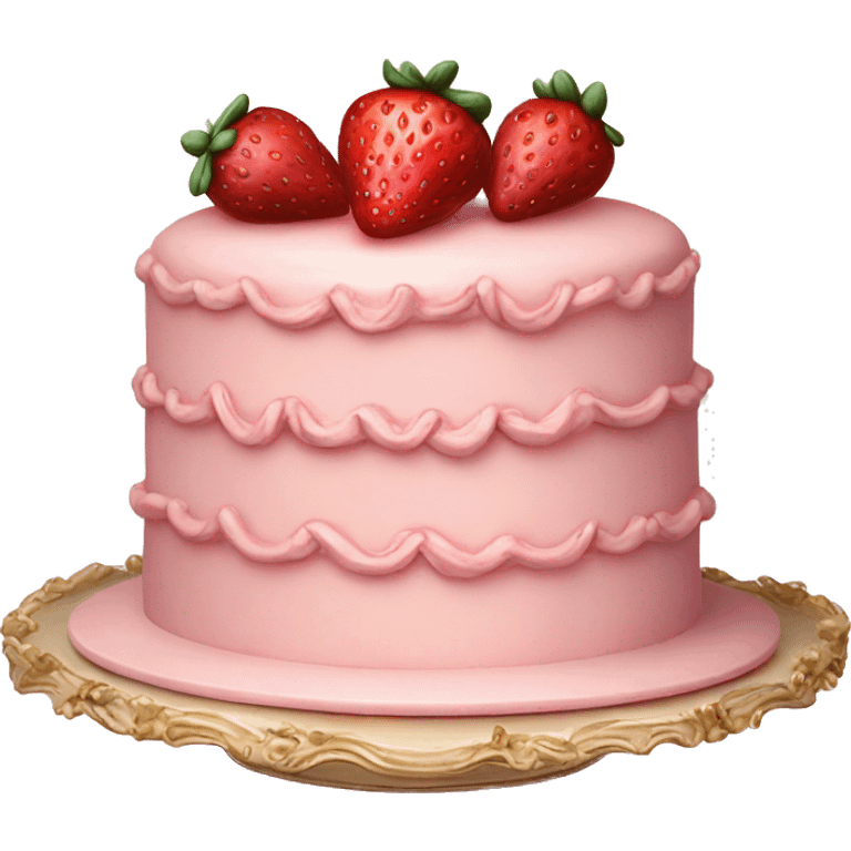 vintage rococo pale pink cake with strawberries emoji