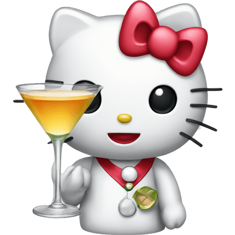 Hello kitty with a martini emoji