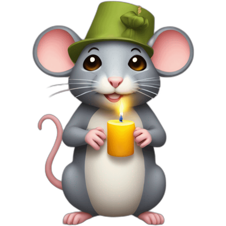 a rat with a nightcap and candle emoji