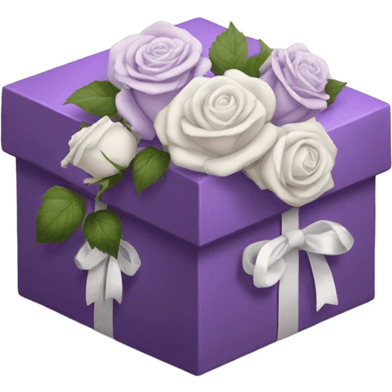 purple box with white roses emoji