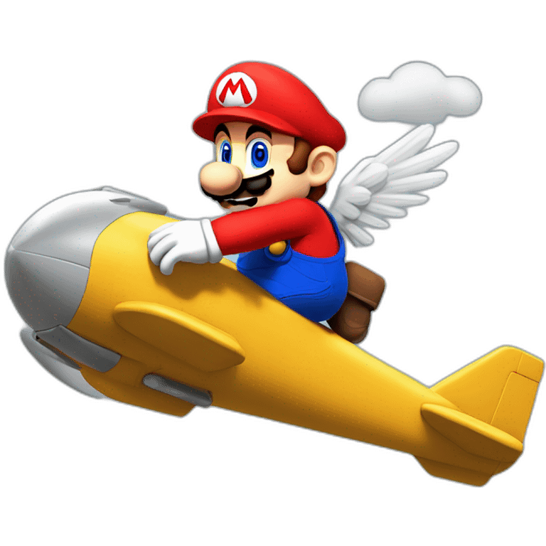 MARIO BROS FLYING WITH WALL PLANE emoji