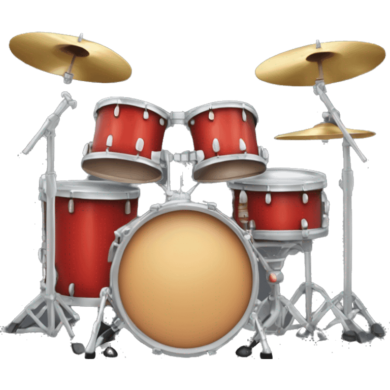 An emoji of a drum set, featuring a bass drum, snare drum, cymbals, and toms, representing a full percussion kit for playing music emoji