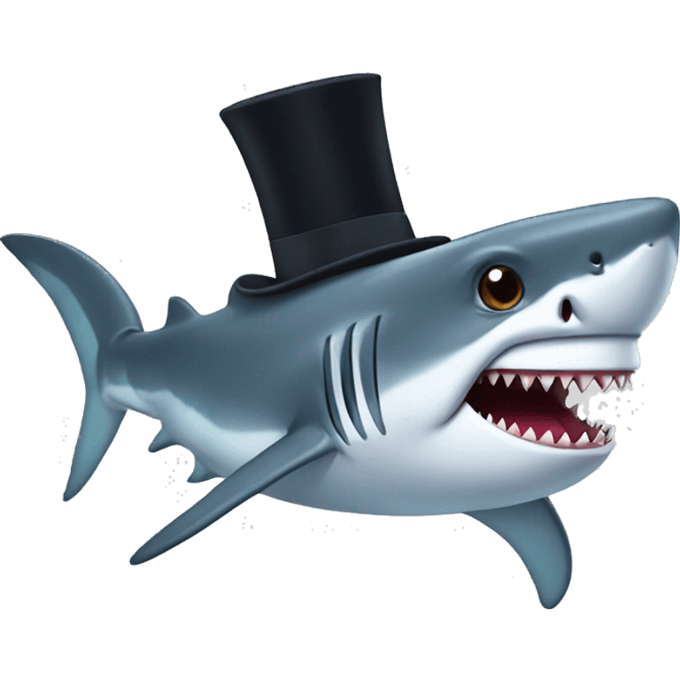 Shark with a top hat emoji