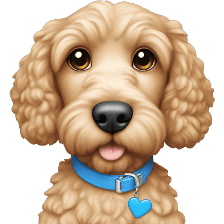 Cute Apricot cockapoo with blue hearts around him emoji