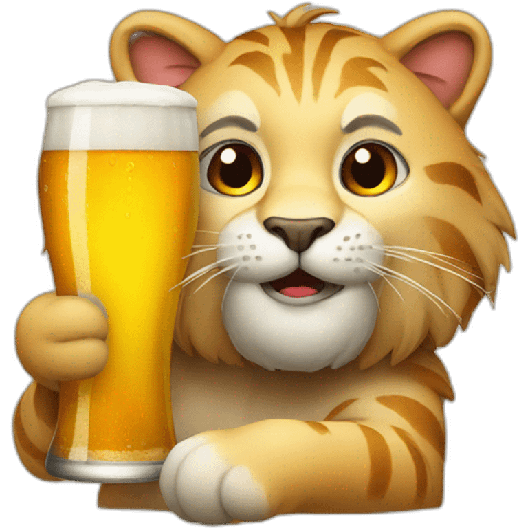 big cat with beer emoji