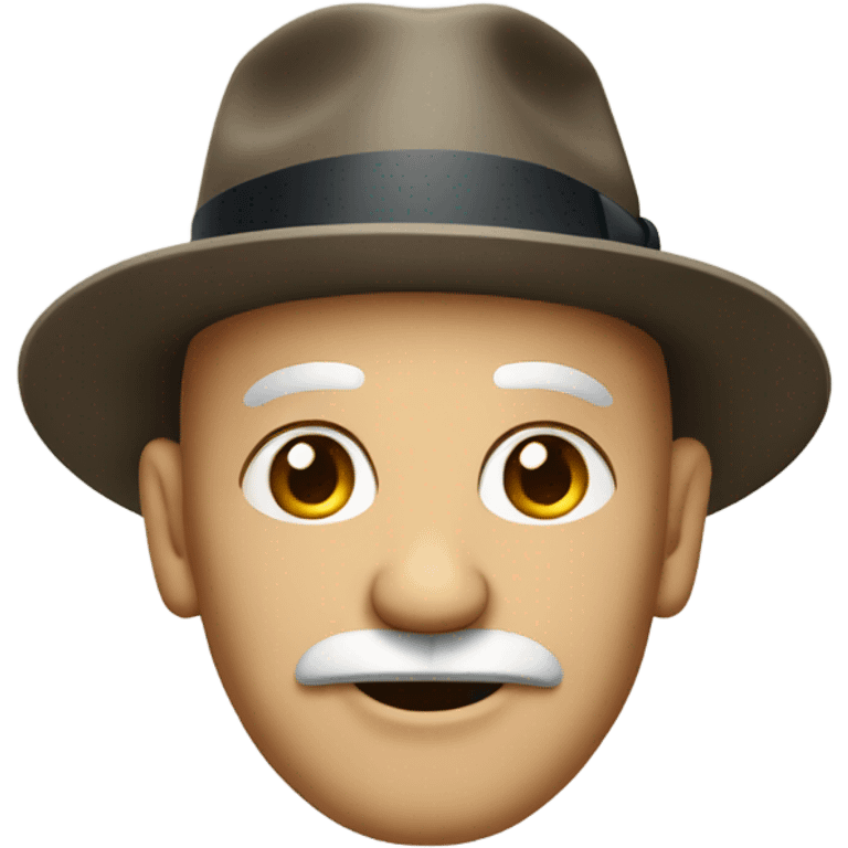 Old bald man with short mustache in suit with fedora  emoji