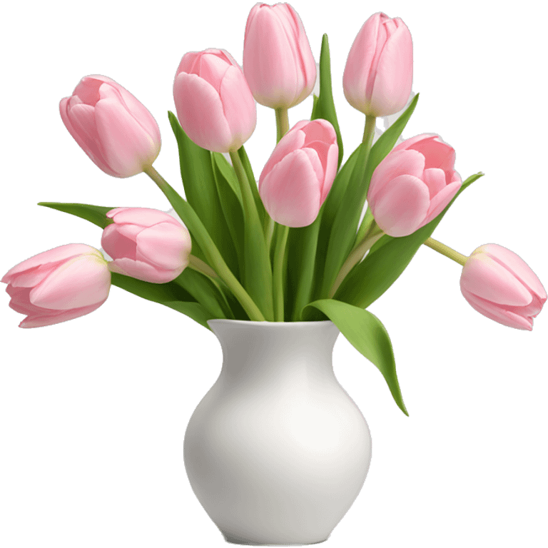 Light pink tulips in white vase emoji