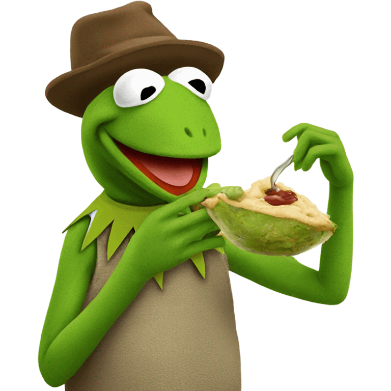 Kermit the frog eating Kermit the frog. emoji