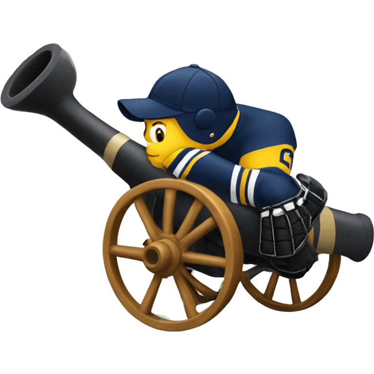 Cannon with hockey player emoji