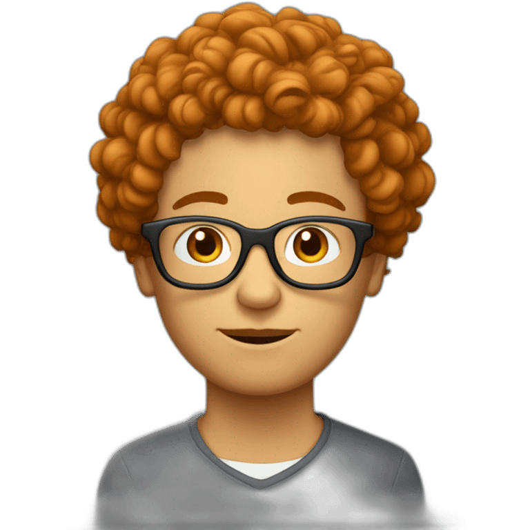 Personne avec cheveux bouclés roux et lunettes emoji