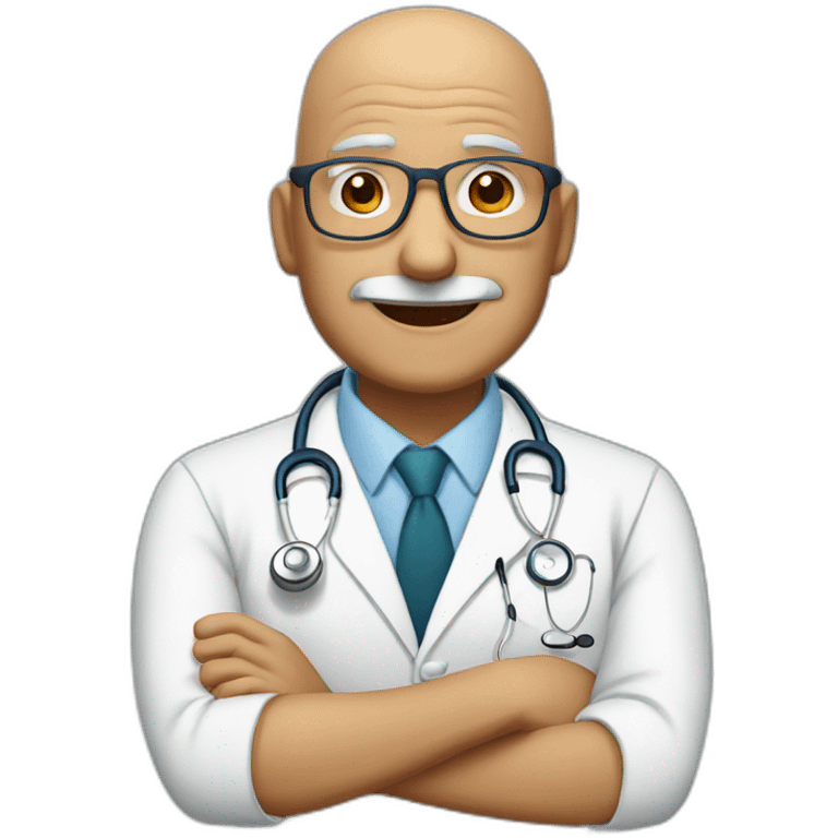 bald latin doctor with glasses elderly man without mustache emoji