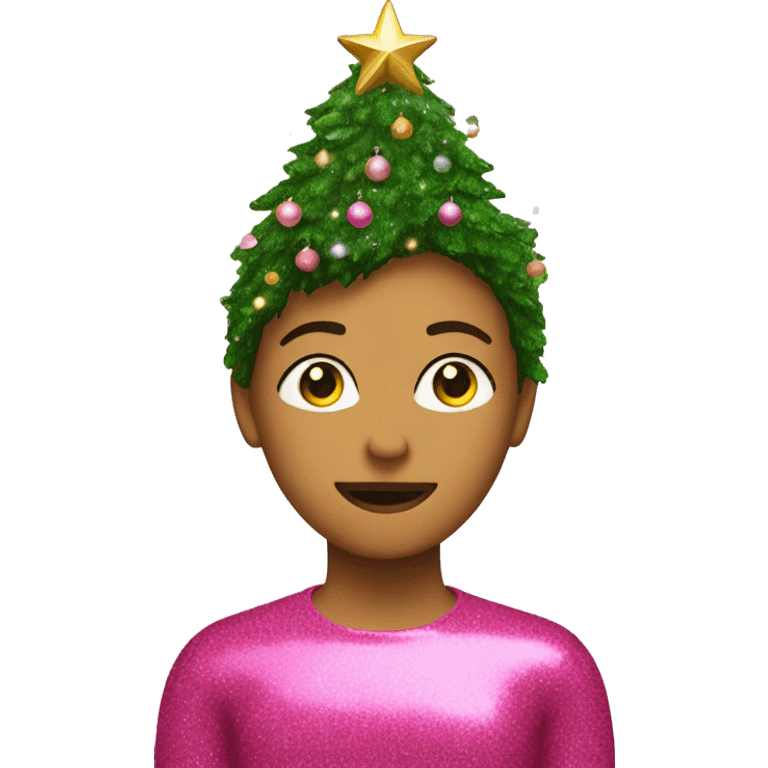 Pink with glitter and a Christmastree emoji