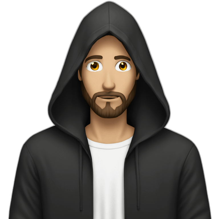 Jesus as a hacker with black hoodie emoji