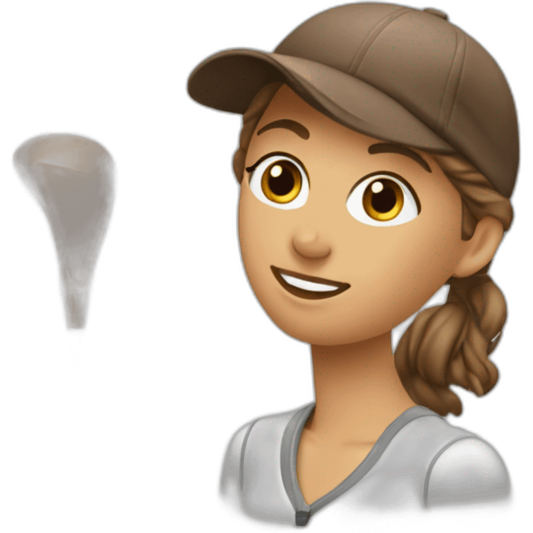 beautiful girl head brown  golf swing  emoji