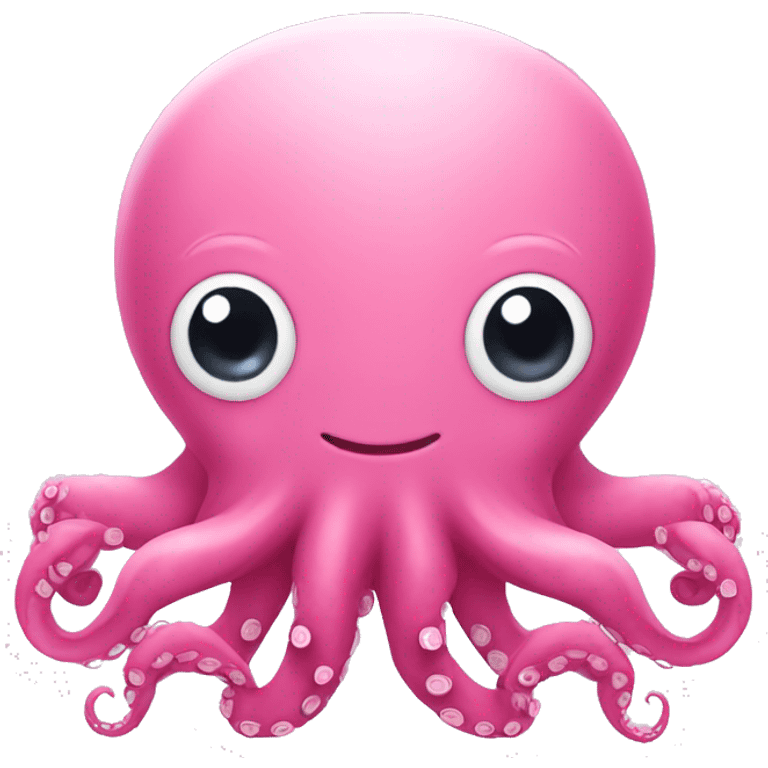 Pink octopus with cute face and smile emoji