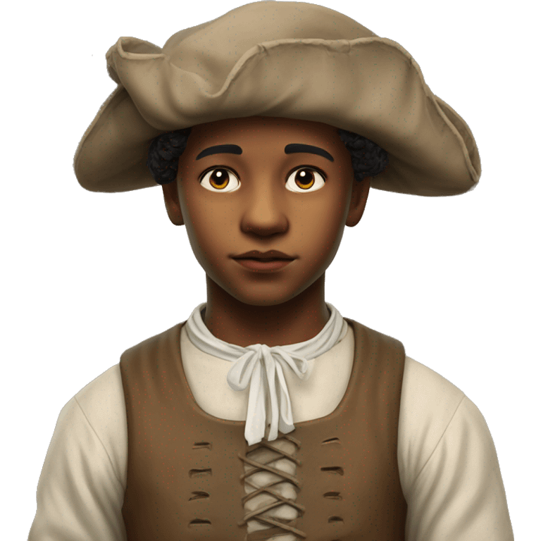 18th century peasant boy without headdress photorealistic serious emoji