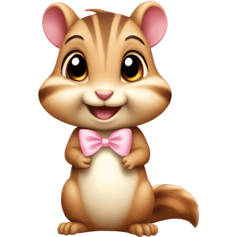 Cute kind Chipmunk with light pink bow emoji