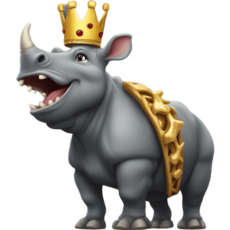 Rhinocéros portant une couronne d’empereur emoji