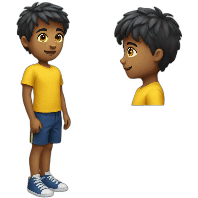 kid student wearing yellow shirt and deep blue shorts emoji