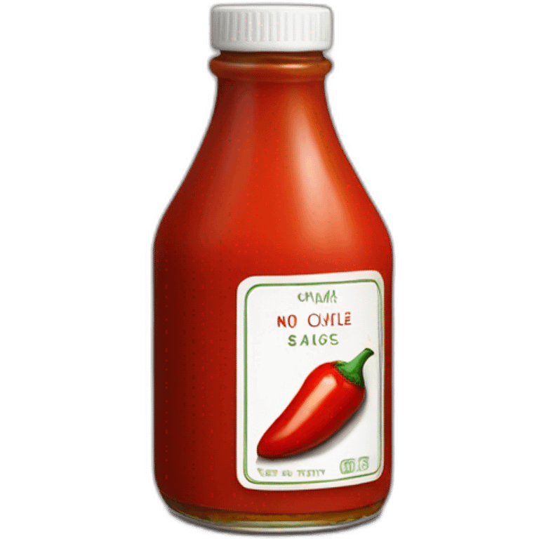 Bottle of hot sauce with a label that has no text and no image other than a red chile emoji