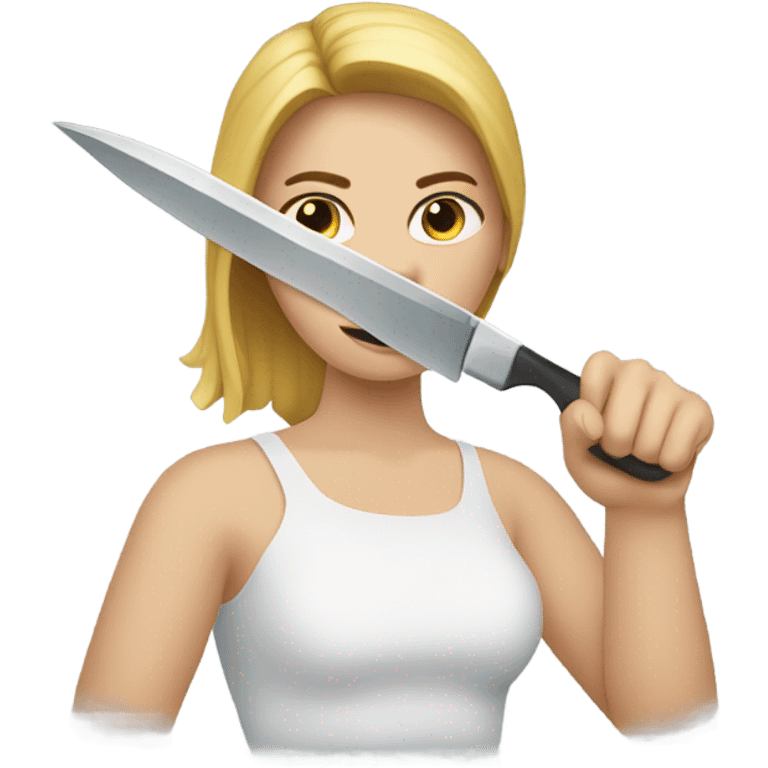 Woman cutting neck emoji