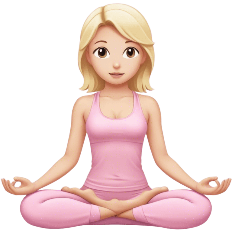 blonde yoga girl light pink clothes n emoji