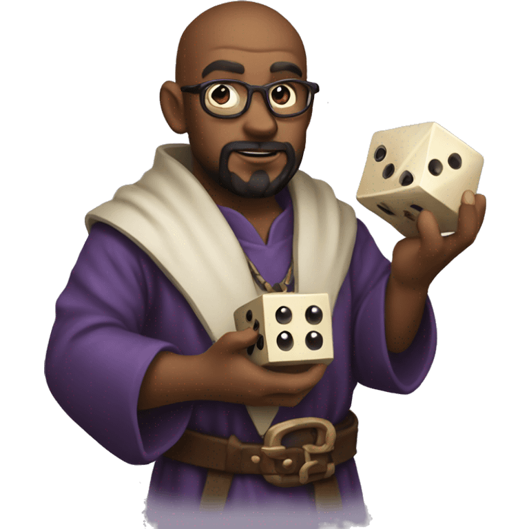 Dungeon master with dice emoji