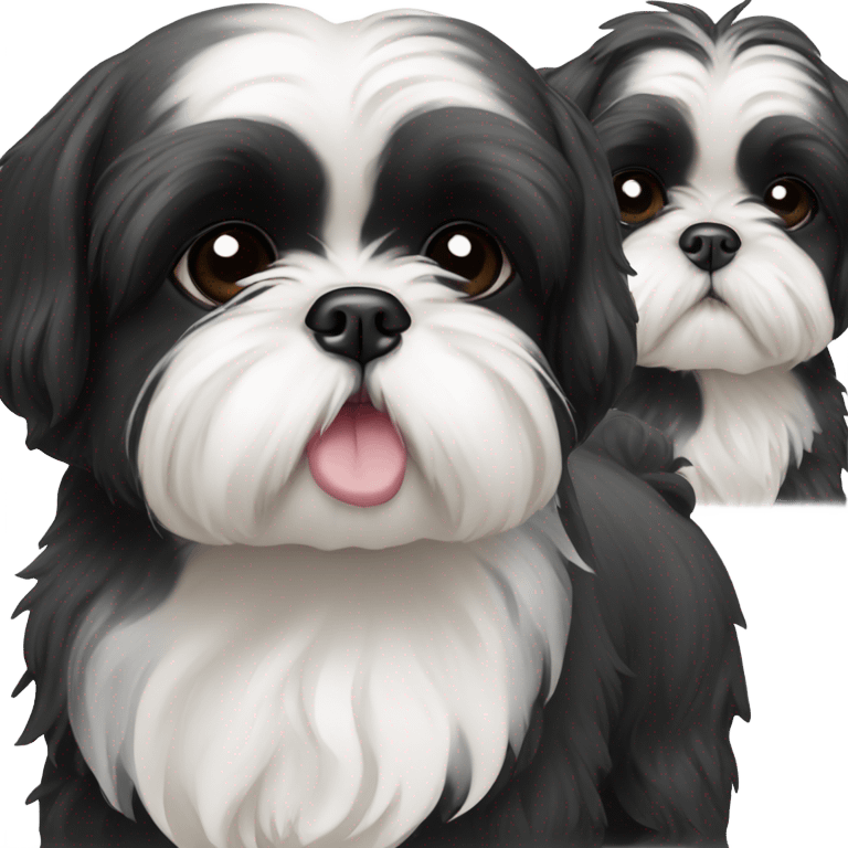 Two black and white shitz tzu puppies  emoji