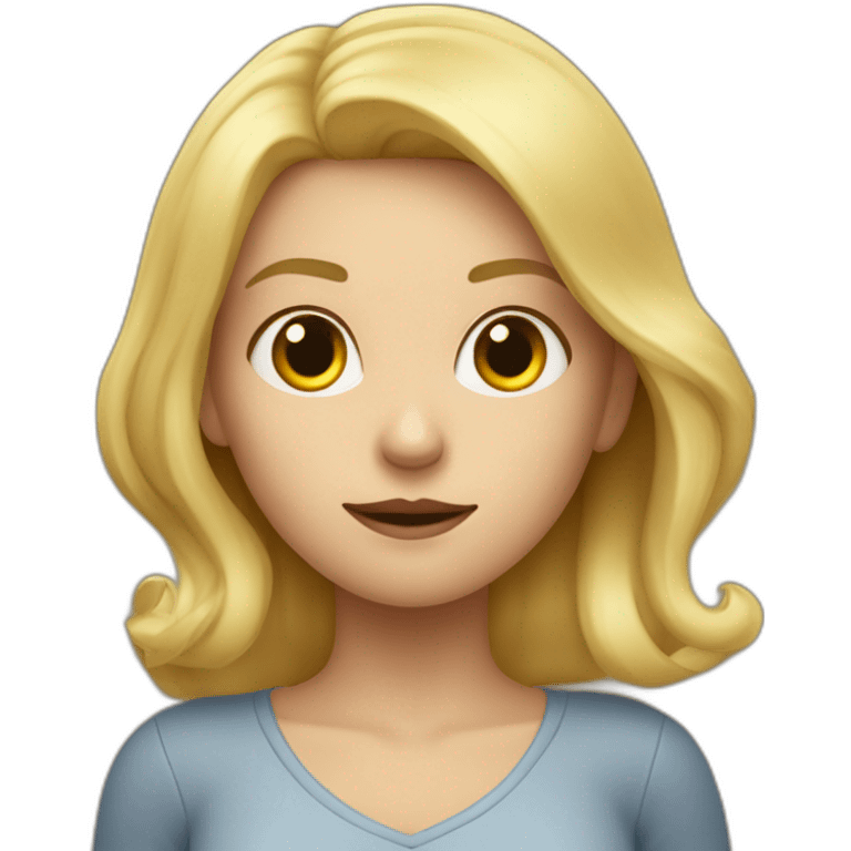 Fille blonde avec un carré qui tient un diablotin emoji