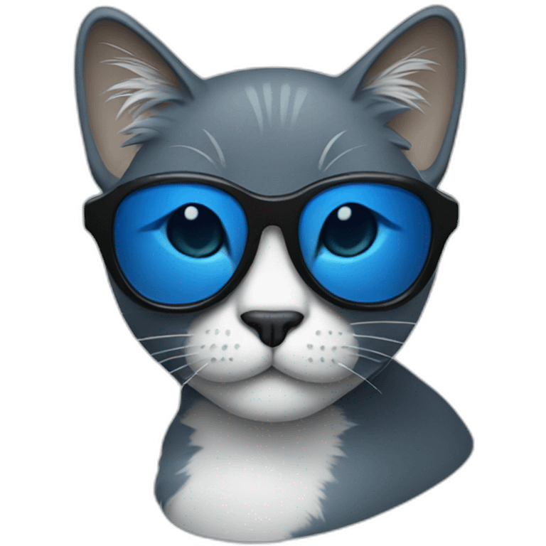 a blue cat wearing black sunglasses emoji