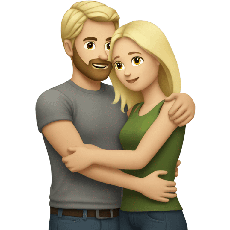 blonde woman long hair, hugging a blonde man with beard. he short hair emoji