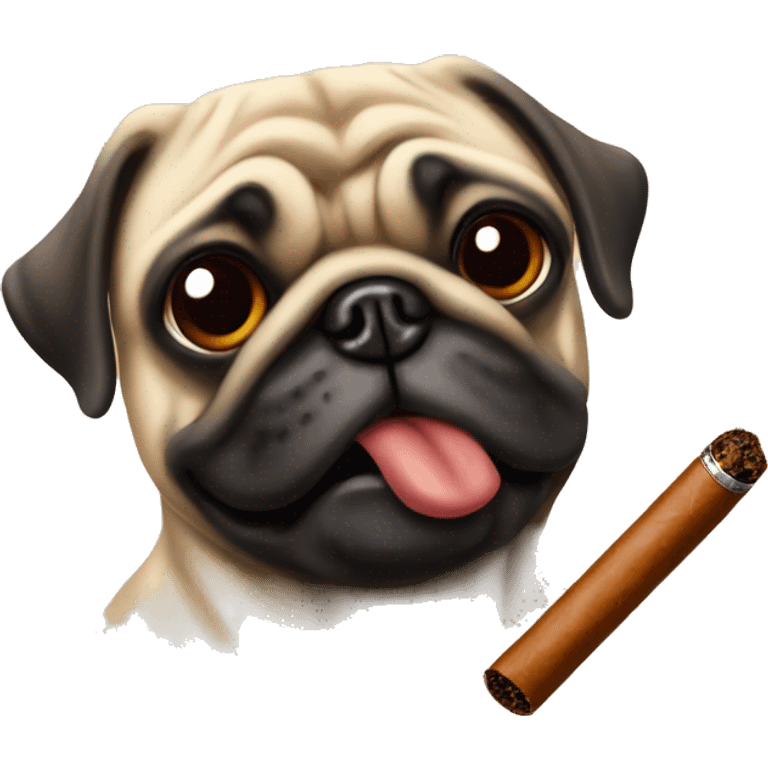 Pug smoking a cigar emoji