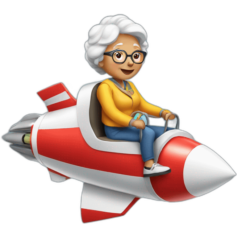 Grandma riding on a rocket emoji