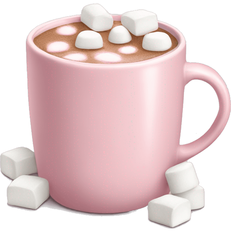 Light Pink mug of hot chocolate with marshmallows  emoji