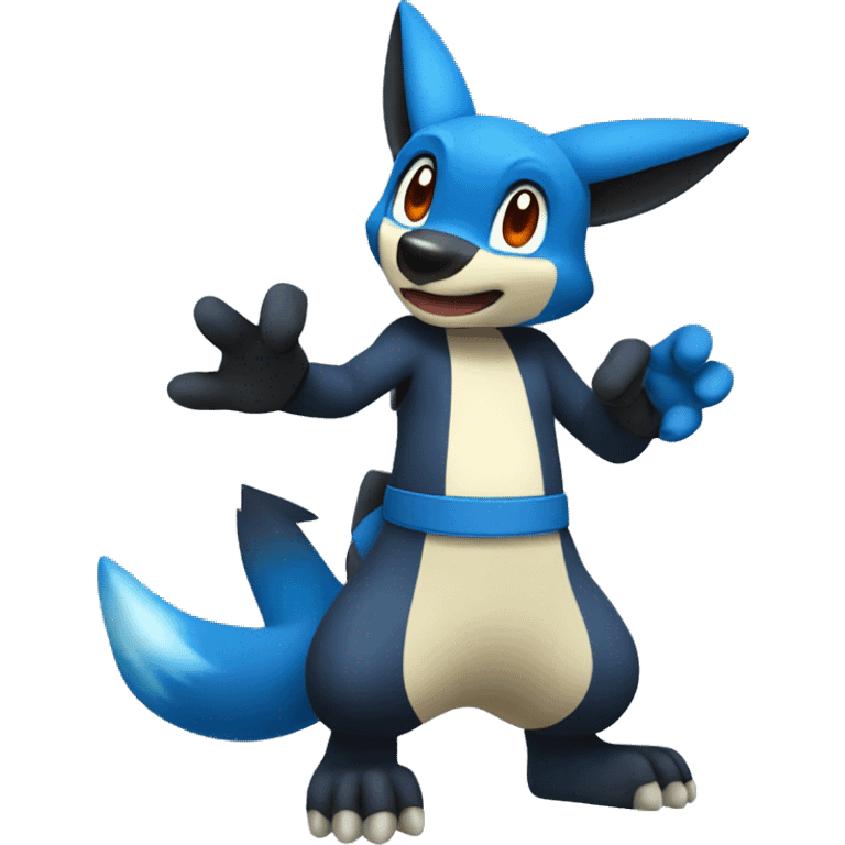 Lucario waving emoji